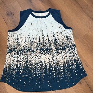 New York & Company Navy and White Sleeveless Sequin Top